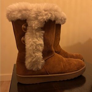 SO Kids Boots with Faux Fur Trim - Brown